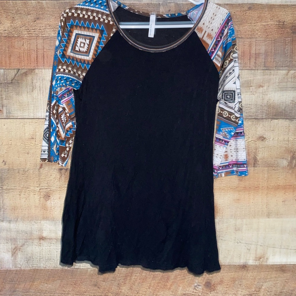 Black and Multicolor Women's Top